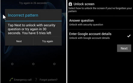 Unlock pattern lock on Samsung Galaxy Tab