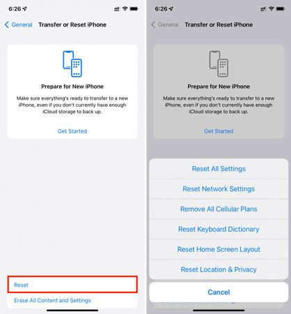 Reset Network Settings to Fix iPhone No Service