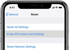 erase all content and settings on iPhone iPad