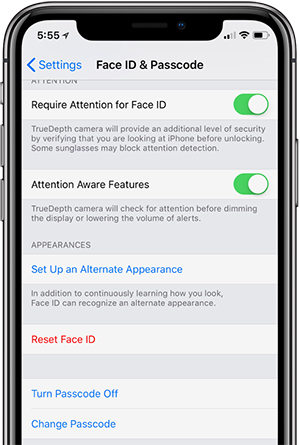Reset Face ID when not working