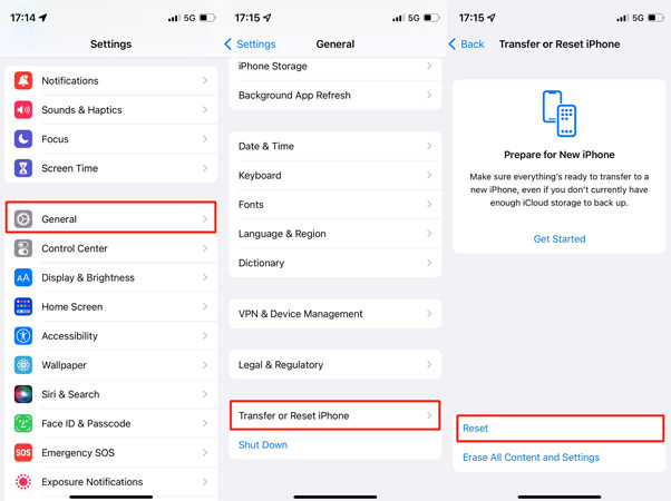 Reset network settings to fix iPhone not fetching mail