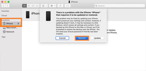 Restore with iTunes to fix iPhone screen frozen can’t turn off