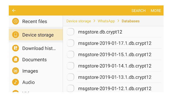 restore whatsapp from local backup