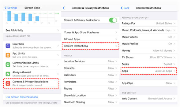 Check for restrictions when Safari not working