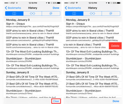 Clear bookmark history when Safari not working