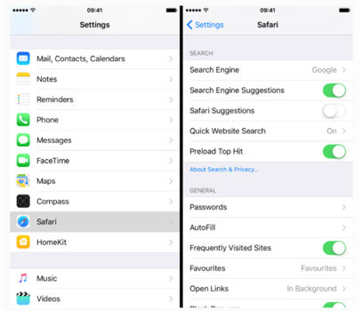 Disable safari suggestions when Safari not working