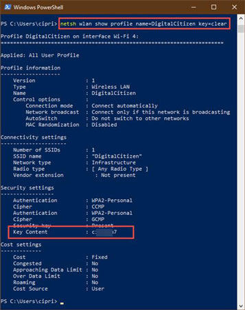 see wifi password powershell