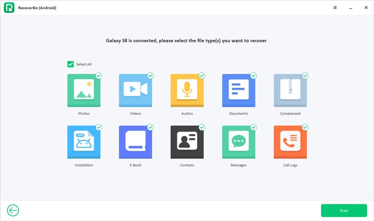 recovergo android guide - select files to recover