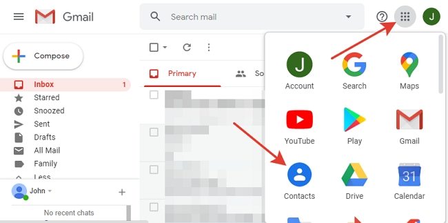 choose google gmail to import contacts