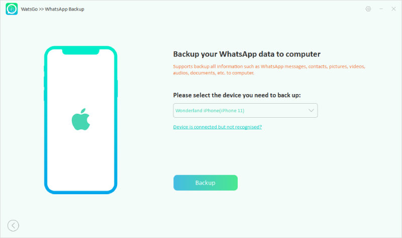 watsgo guide -  select ios device to backup 