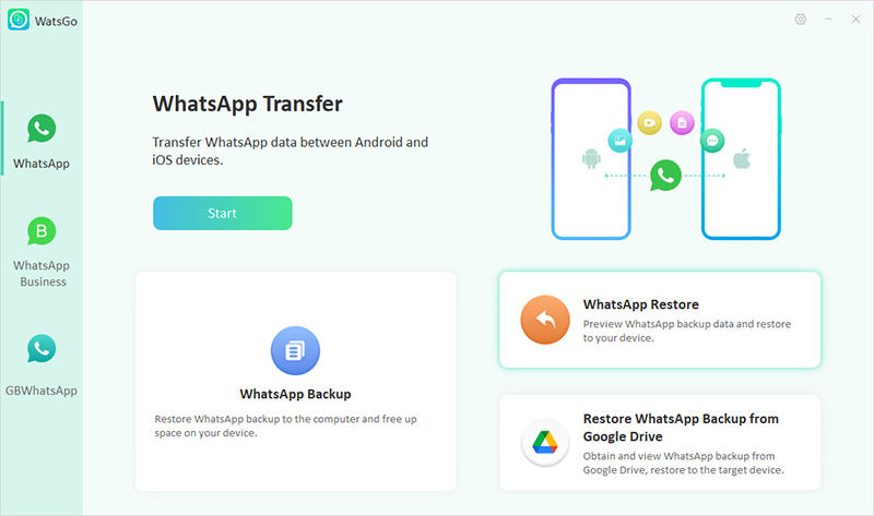 watsgo guide - select restore whatsapp backup 