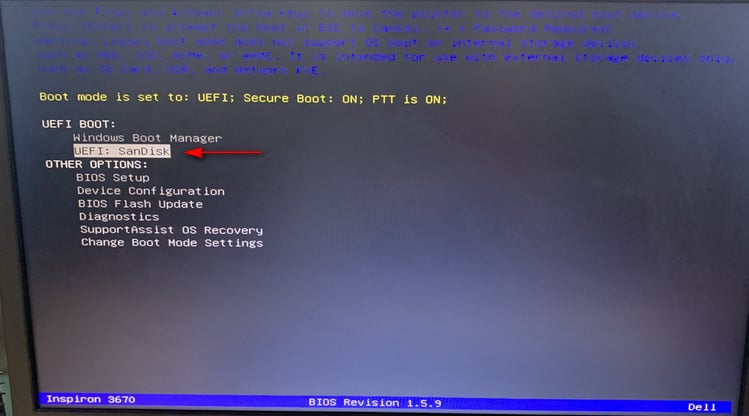 select&nbsp;the Ubuntu USB flash drive 