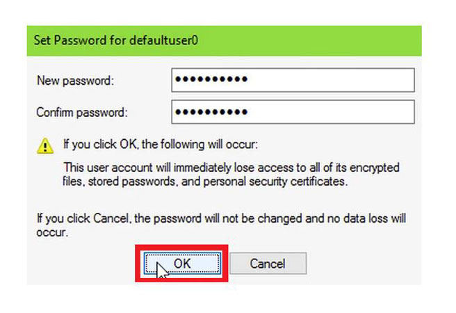 set password for defaultuser0