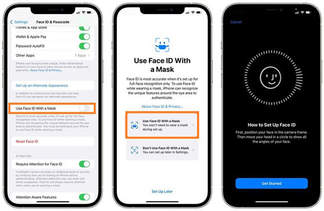 set up face id with mask