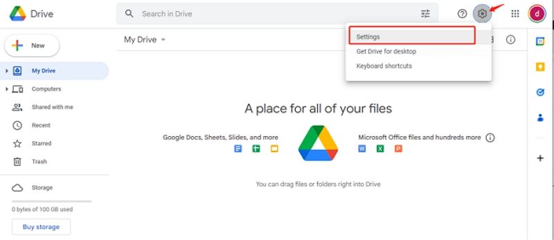 google drvie settings
