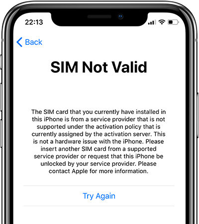 iPhone SIM Not Valid