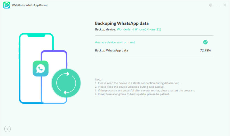 watsgo guide - start to backup whatsapp iphone 