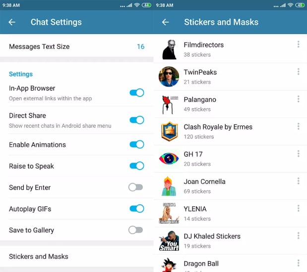telegram stickers settings android