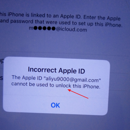 this apple id cannot unlock this iphone