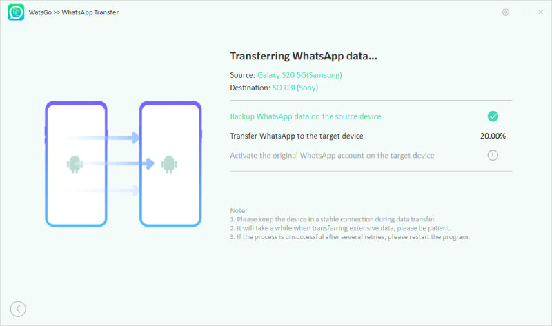 watsgo guied - transfer whatsapp to android 