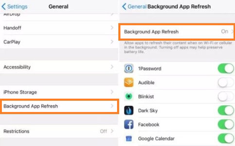 iPhone charging slow turn off background refresh