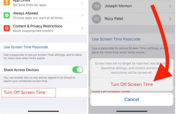 how to turn off screen time without passcode ios 14
