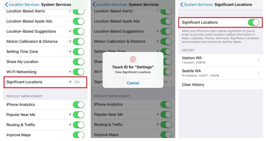 turn off Significant Locations on iPhone