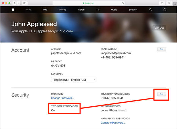 disable two factor authentication iphone