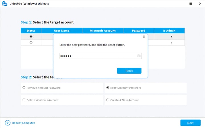 changing user password windows 10