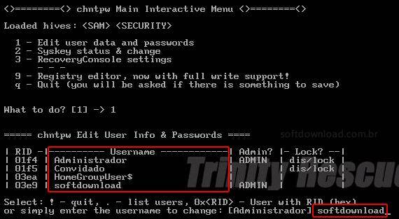 username and account type