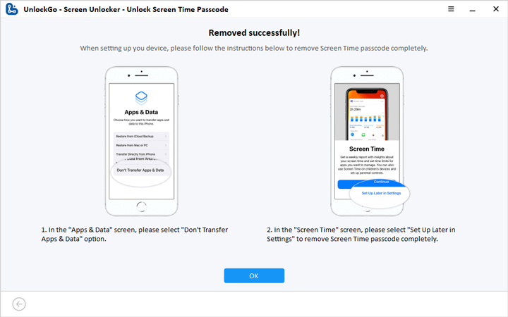 unlock screen time passcode done