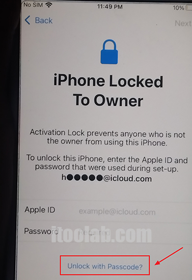 iphone locked to owner using passcode