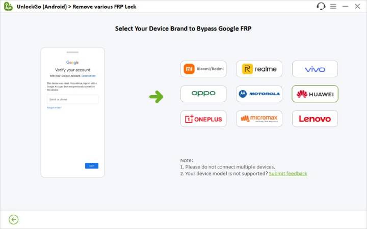 unlockgo android huawei frp bypass