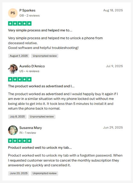 Good rating on turstpilot - iToolab UnlockGo Android