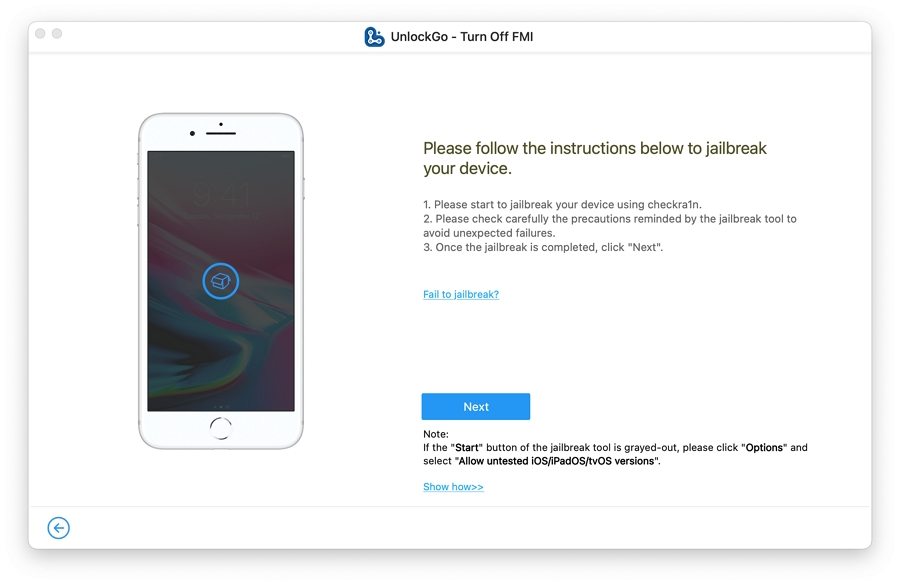 procced to jailbreak your device