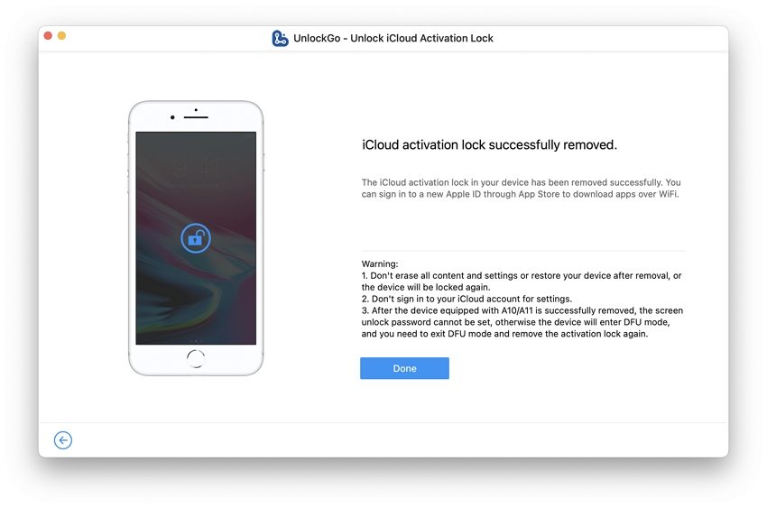 unlockgo guide - icloud activation lock is moved