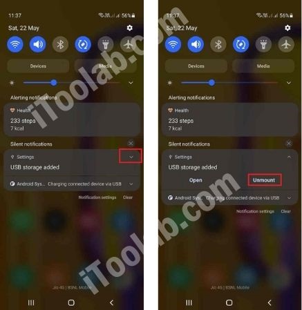 Safely disconnect OTG from Android phone