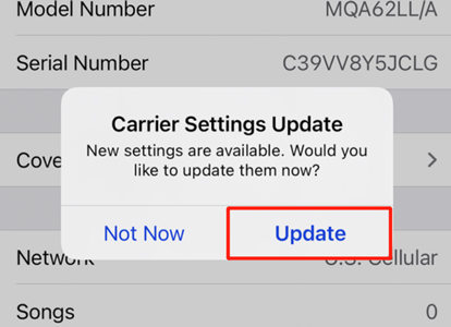 Update Carrier Settings on iPhone