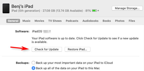 Update iPad Using iTunes