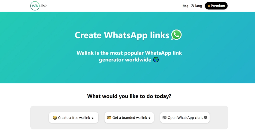 create whatsapp link via wa link website
