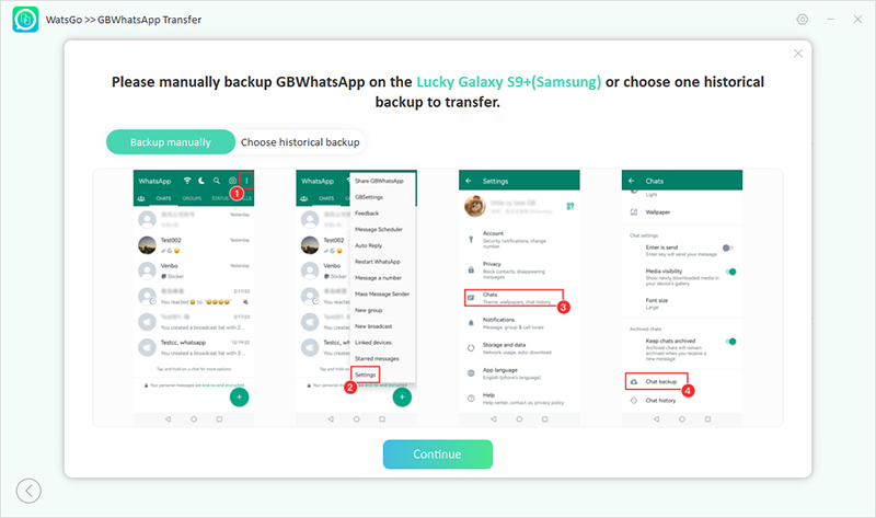 watsgo guide - backup gbwhatsapp on your device