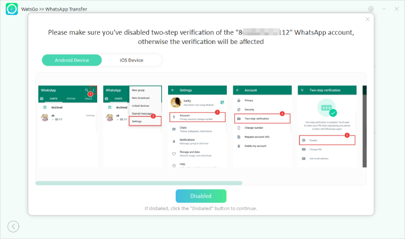 watsgo guide - disable two-step verification whatsapp