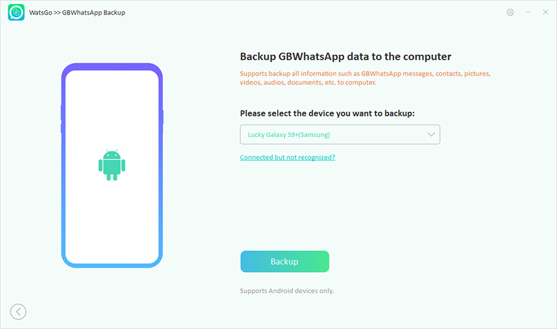 watsgo guide - select device to backup gbwhatsapp