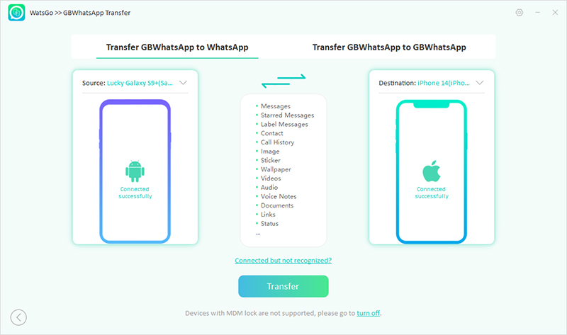 watsgo guide - connect devices to transfer from gbwhatsapp to whatsapp