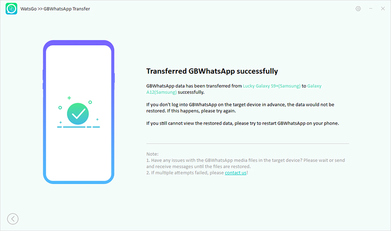 watsgo guide - transfer gbwhatsapp to gbwhatsapp successfully