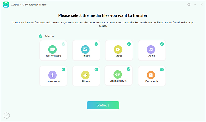watsgo guide - select data to transfer gbwhatsapp