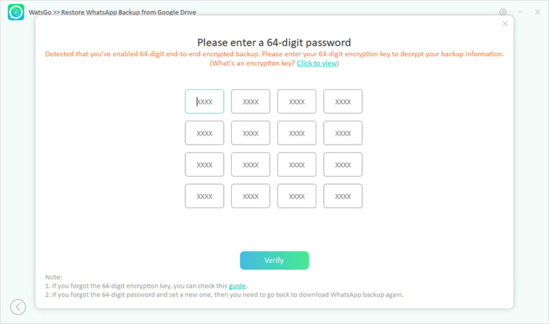 watsgo verify google drive backup