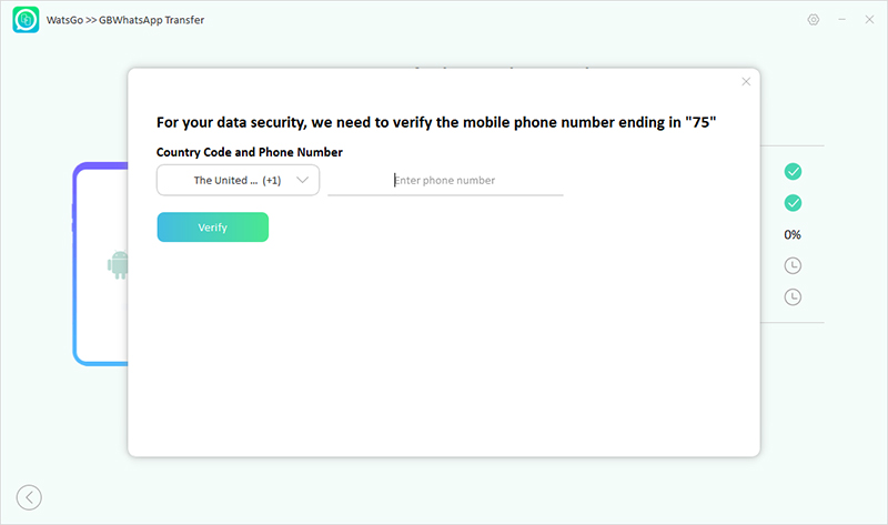 watsgo guide - verify phone number during gbwhatsapp transfer