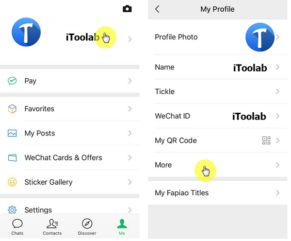 Fake WeChat location tap on the me