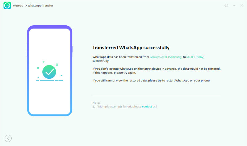watsgo guied - whatsapp transfer from android to android successfully 